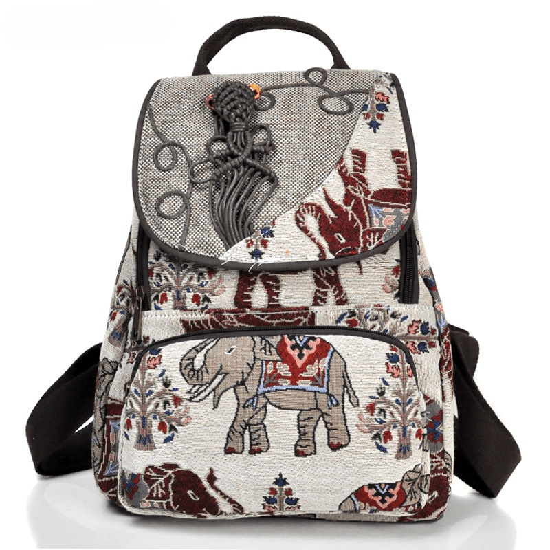 Women's Travel Backpack with Handwoven Accessories