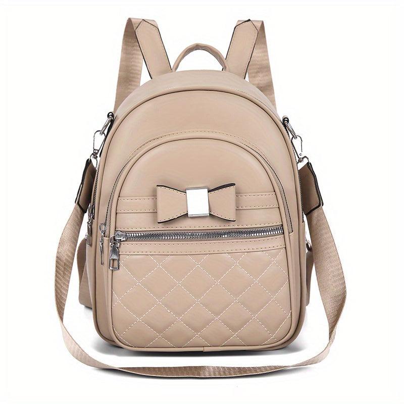 Quilted Bow Decor Large Capacity Backpack