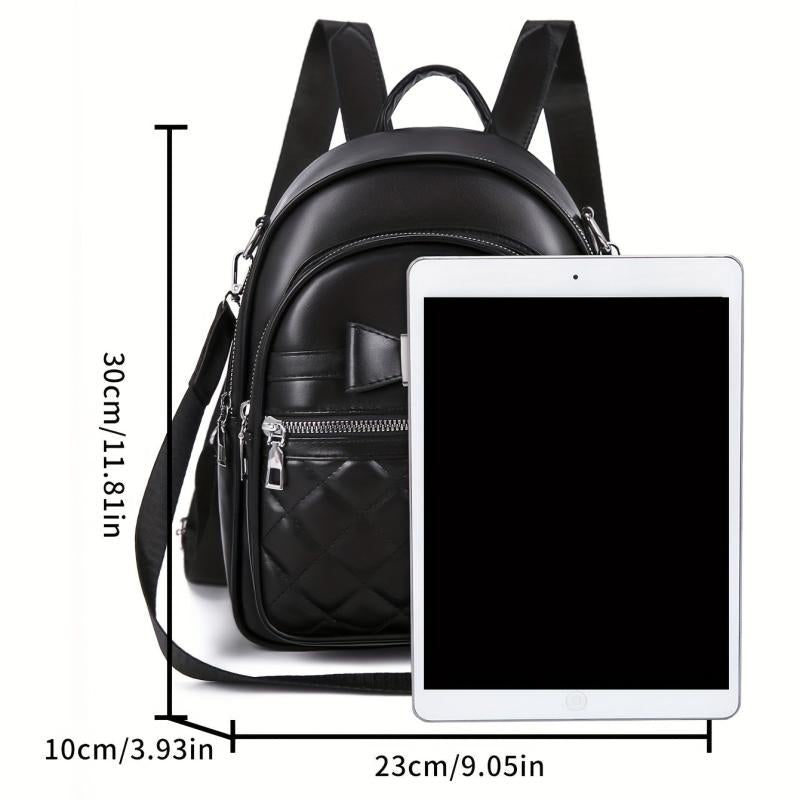 Quilted Bow Decor Large Capacity Backpack