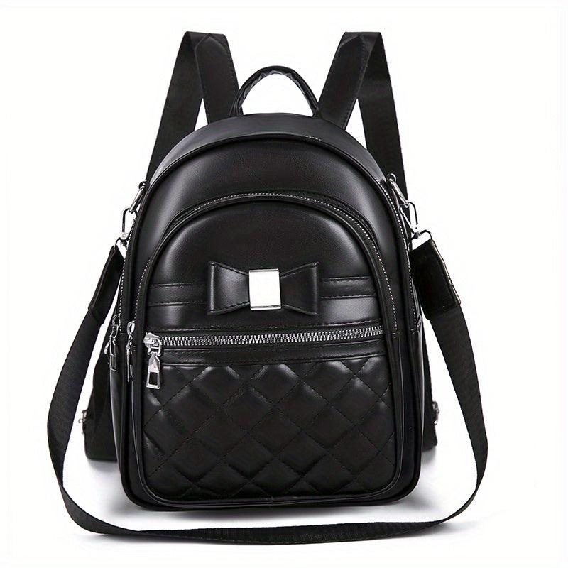 Quilted Bow Decor Large Capacity Backpack