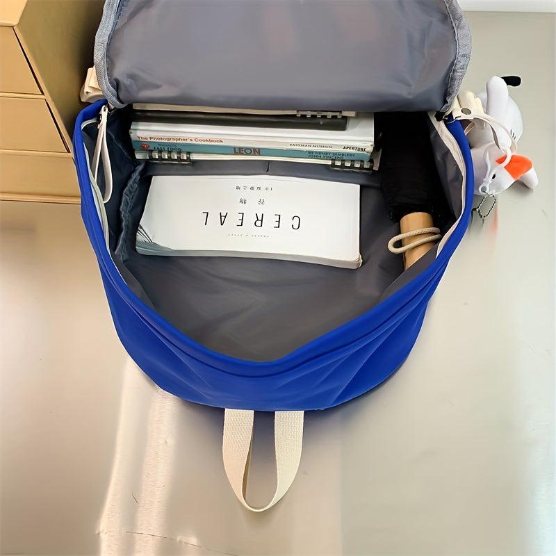 Letter Patch Decor Flap Backpack Preppy Style School Bag