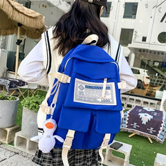 Letter Patch Decor Flap Backpack Preppy Style School Bag