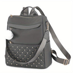 Waterproof Quilted Backpack Casual Nylon Travel Bag With Plush Pendant