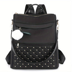 Waterproof Quilted Backpack Casual Nylon Travel Bag With Plush Pendant