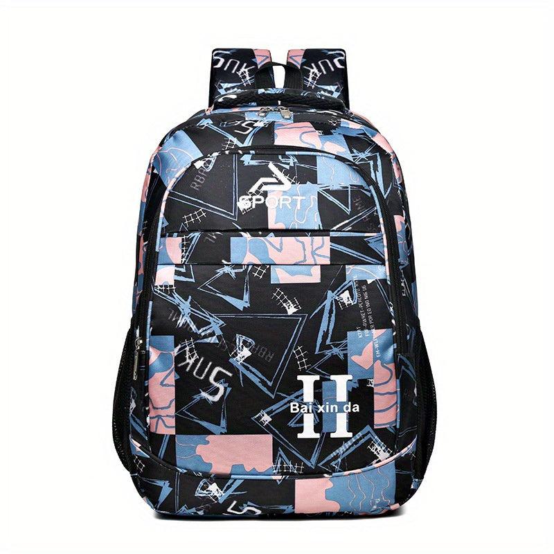 Stylish Graffiti Pattern Backpack Large Capacity Camping Storage Rucksack