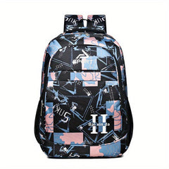 Stylish Graffiti Pattern Backpack Large Capacity Camping Storage Rucksack