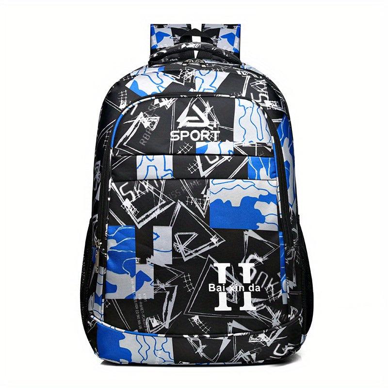 Stylish Graffiti Pattern Backpack Large Capacity Camping Storage Rucksack