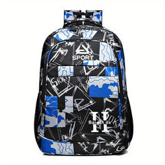Stylish Graffiti Pattern Backpack Large Capacity Camping Storage Rucksack