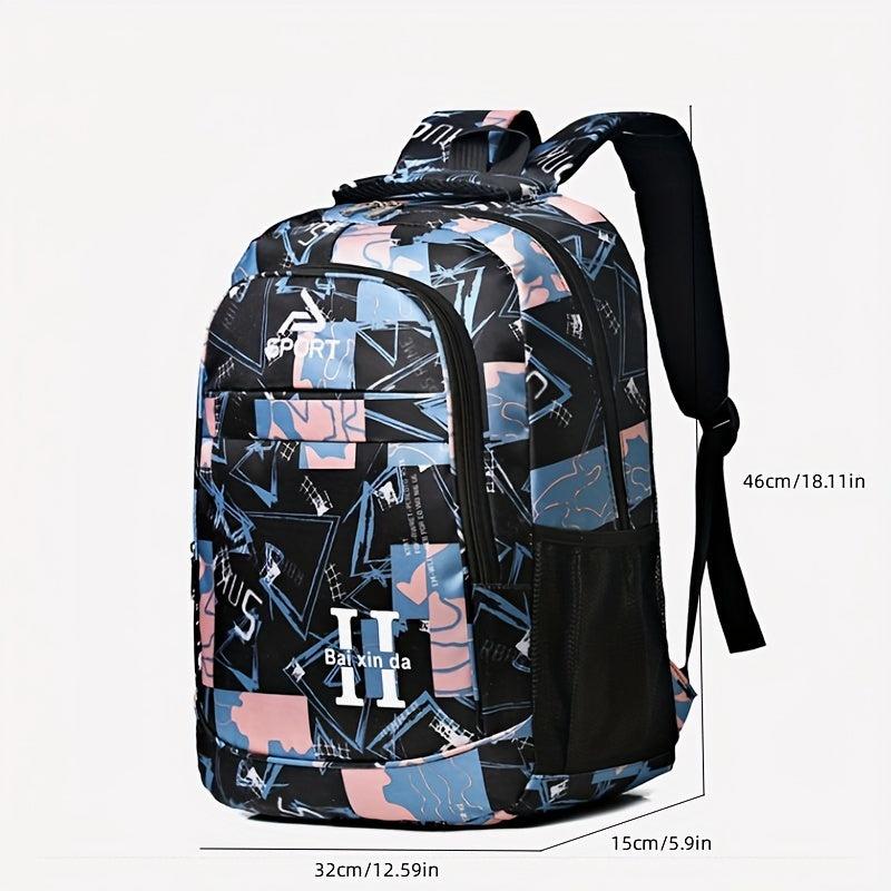 Stylish Graffiti Pattern Backpack Large Capacity Camping Storage Rucksack