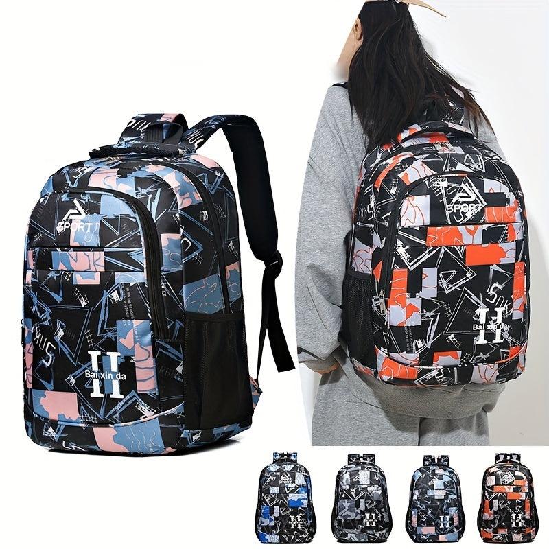 Stylish Graffiti Pattern Backpack Large Capacity Camping Storage Rucksack