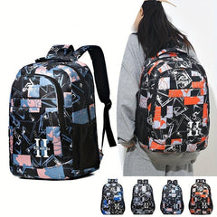 Stylish Graffiti Pattern Backpack Large Capacity Camping Storage Rucksack