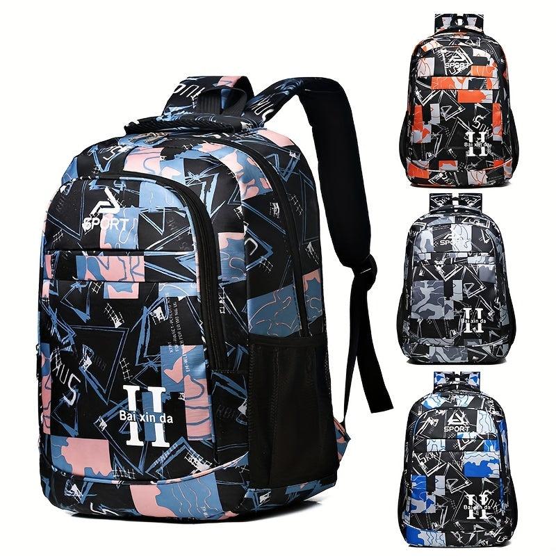 Stylish Graffiti Pattern Backpack Large Capacity Camping Storage Rucksack