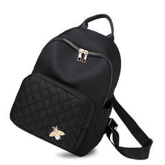 Nylon Quilted Backpack Women's Zipper Shoulder Bag Adjustable Strap