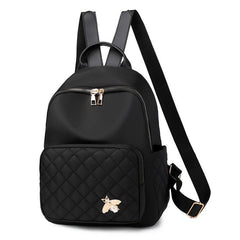 Nylon Quilted Backpack Women's Zipper Shoulder Bag Adjustable Strap