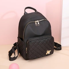 Nylon Quilted Backpack Women's Zipper Shoulder Bag Adjustable Strap