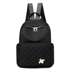 Nylon Quilted Backpack Women's Zipper Shoulder Bag Adjustable Strap