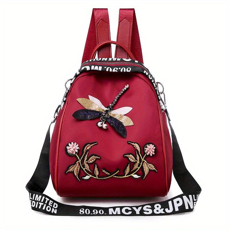 Ethnic Flower Embroidery Backpack Lightweight Travel Daypack