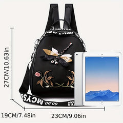 Ethnic Flower Embroidery Backpack Lightweight Travel Daypack