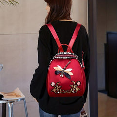 Ethnic Flower Embroidery Backpack Lightweight Travel Daypack