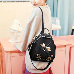 Ethnic Flower Embroidery Backpack Lightweight Travel Daypack