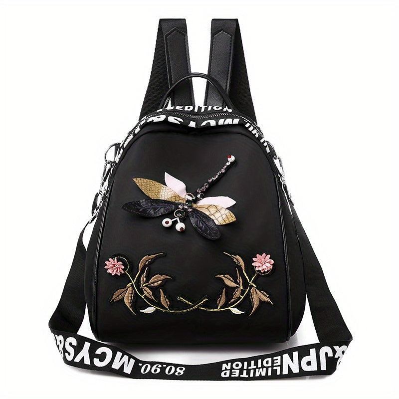 Ethnic Flower Embroidery Backpack Lightweight Travel Daypack