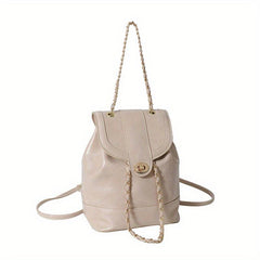 Vintage Mini Backpack Women PU Leather Chain Strap Daypack