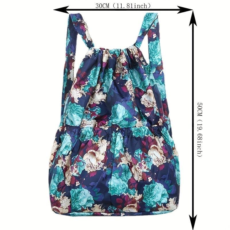 Flower Pattern Drawstring Backpack Lightweight Daypack