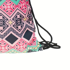 Striped Drawstring Backpack Lightweight Waterproof Travel Bag