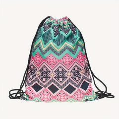 Striped Drawstring Backpack Lightweight Waterproof Travel Bag
