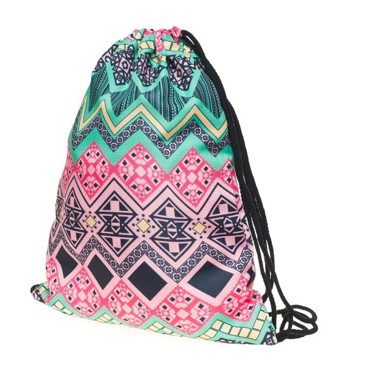 Striped Drawstring Backpack Lightweight Waterproof Travel Bag