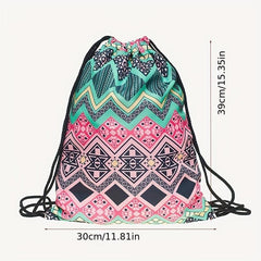 Striped Drawstring Backpack Lightweight Waterproof Travel Bag