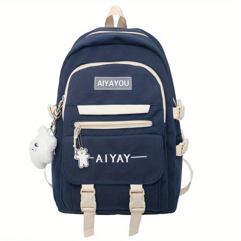Women's Zipper Backpack Large Capacity School Bag All Match Preppy Rucksack