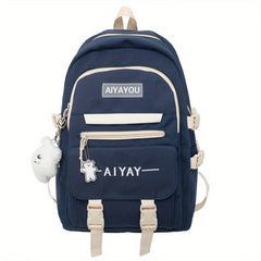 Women's Zipper Backpack Large Capacity School Bag All Match Preppy Rucksack