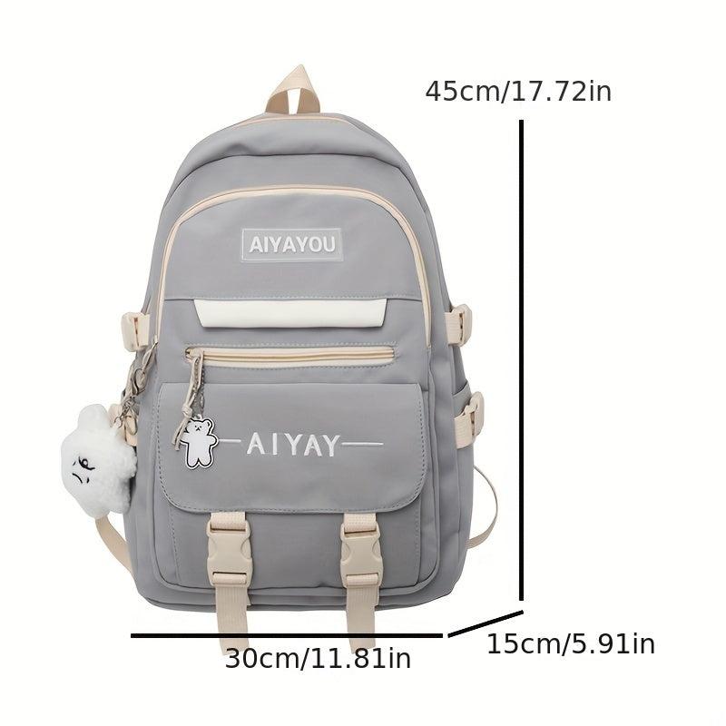 Women's Zipper Backpack Large Capacity School Bag All Match Preppy Rucksack