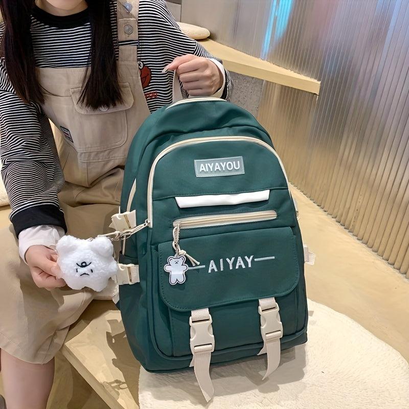 Women's Zipper Backpack Large Capacity School Bag All Match Preppy Rucksack