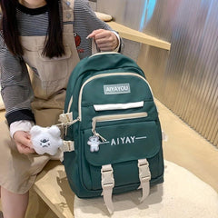 Women's Zipper Backpack Large Capacity School Bag All Match Preppy Rucksack