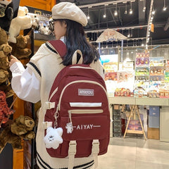 Women's Zipper Backpack Large Capacity School Bag All Match Preppy Rucksack