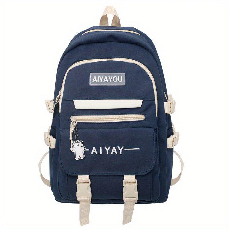 Women's Zipper Backpack Large Capacity School Bag All Match Preppy Rucksack