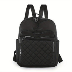 Quilted Large Capacity Preppy Backpack Nylon Solid Lightweight Laptop