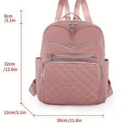 Quilted Large Capacity Preppy Backpack Nylon Solid Lightweight Laptop