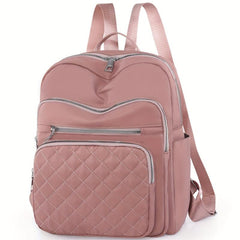 Quilted Large Capacity Preppy Backpack Nylon Solid Lightweight Laptop