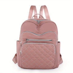 Quilted Large Capacity Preppy Backpack Nylon Solid Lightweight Laptop