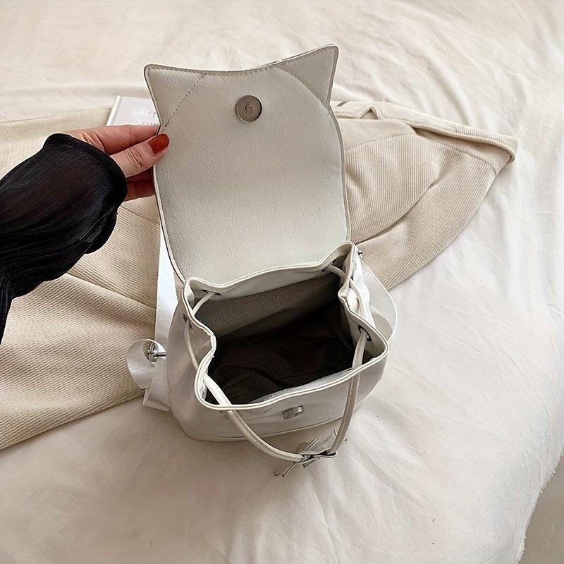 Metal Butterfly Decor Flap Backpack Y2K Drawstring Daypack Purse Small