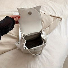 Metal Butterfly Decor Flap Backpack Y2K Drawstring Daypack Purse Small