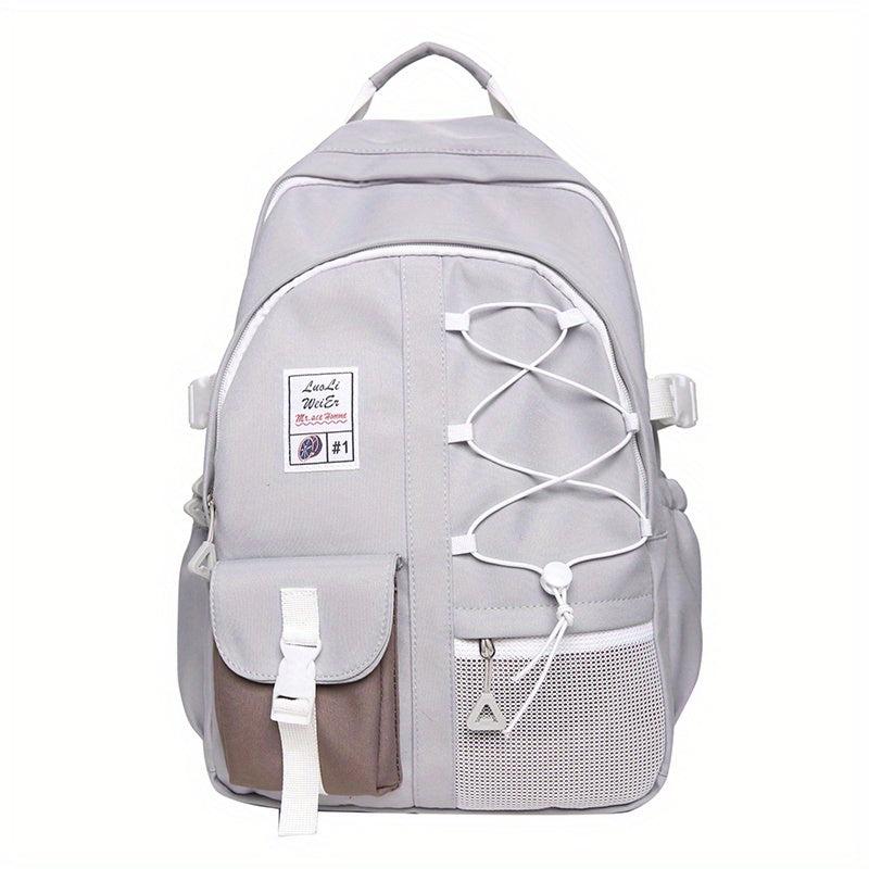 Women's Preppy Zipper Backpack Large Capacity Rucksack All Match School Bag