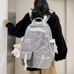 Women's Preppy Zipper Backpack Large Capacity Rucksack All Match School Bag