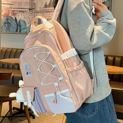 Women's Preppy Zipper Backpack Large Capacity Rucksack All Match School Bag