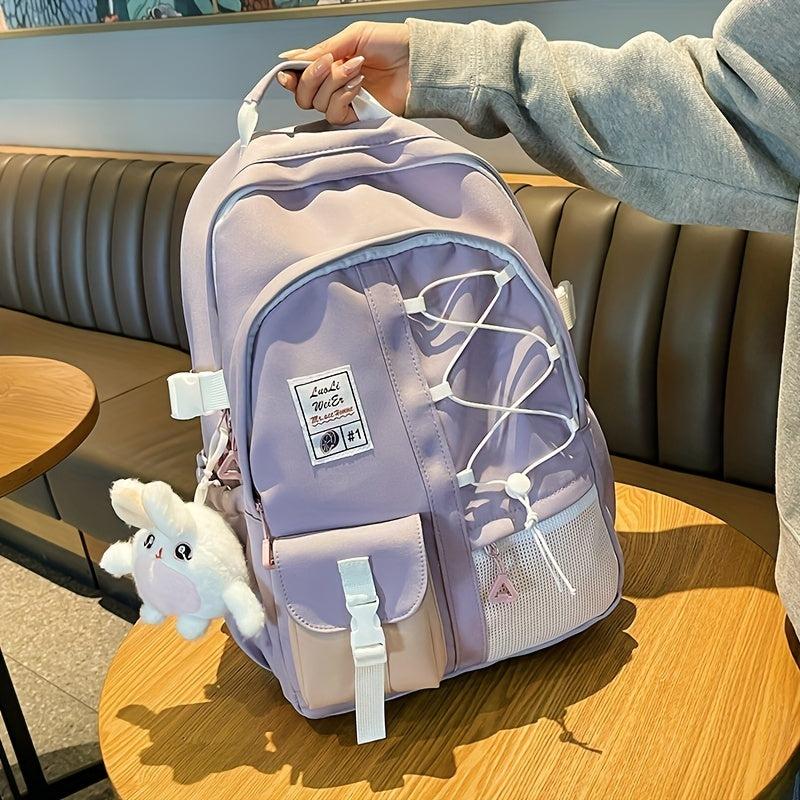 Women's Preppy Zipper Backpack Large Capacity Rucksack All Match School Bag