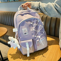 Women's Preppy Zipper Backpack Large Capacity Rucksack All Match School Bag