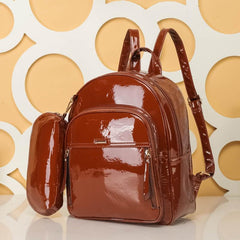 2pcs Large Capacity Backpack Pencil Case Set PU Leather School Bag